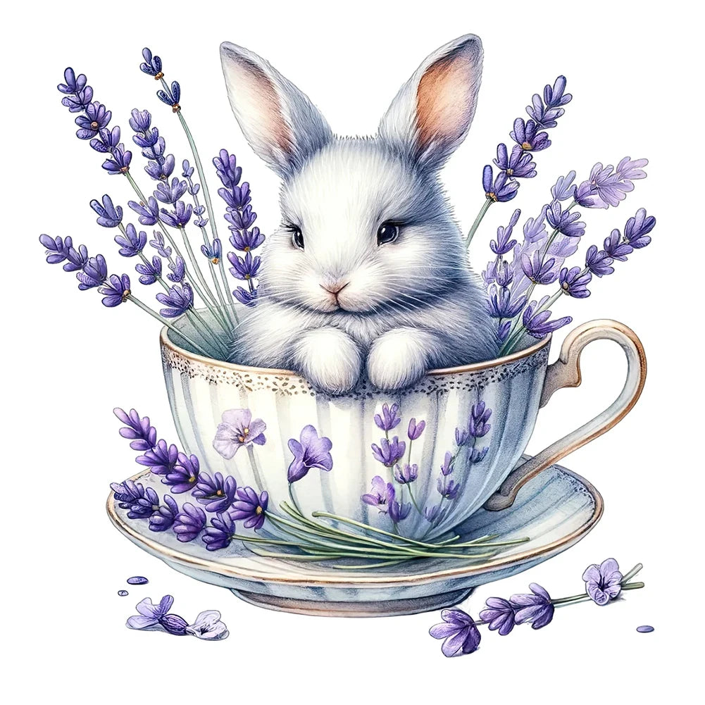 5D DIY Round Diamond Painting Kit - Rabbit and Floral Designs