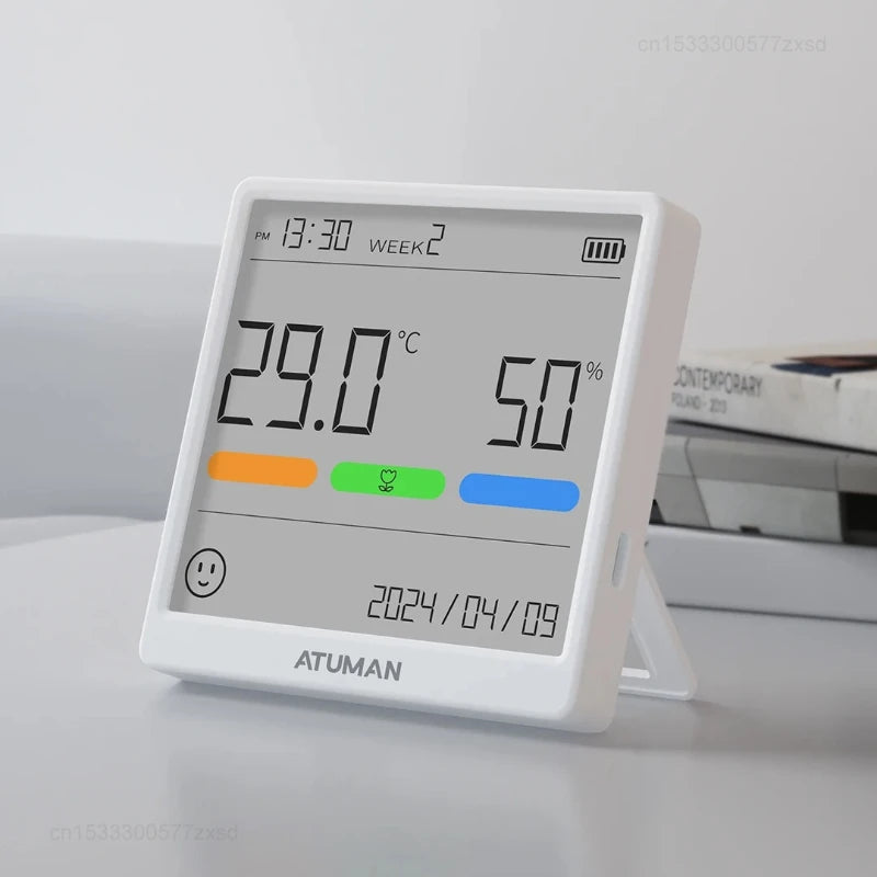 DUKA Digital Temperature & Humidity Meter with Indoor Clock - Rechargeable