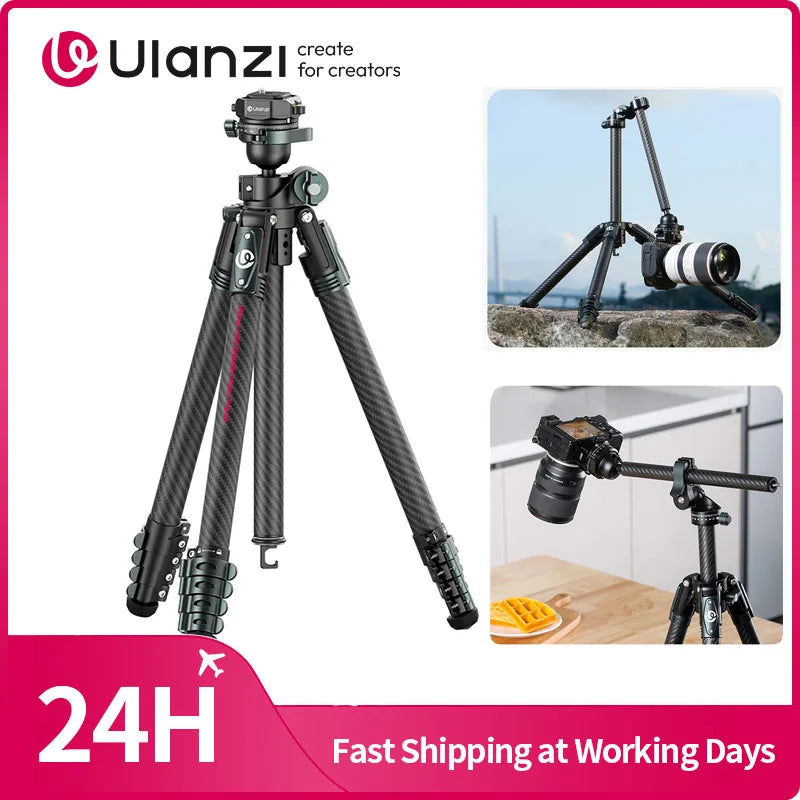 Ulanzi JJ05 GlideGo Travel Tripod - Carbon Fiber, Low-Angle Shots