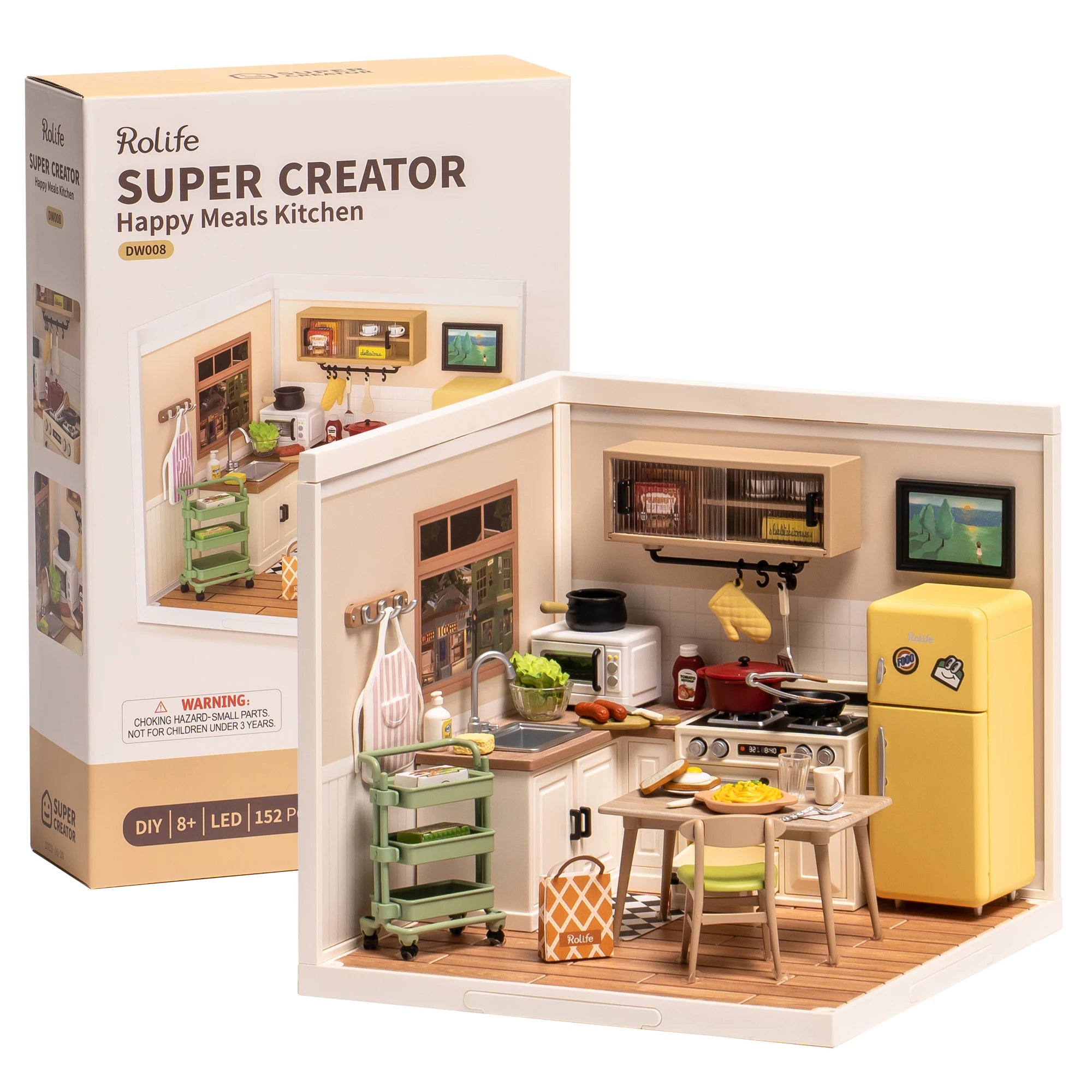 Robotime 3D Puzzle Happy Meals Kitchen DIY Miniature House Kit