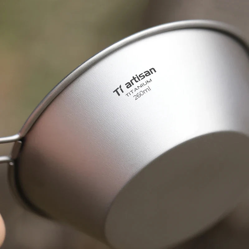 Tiartisan Ultralight Titanium Camping Bowl - 260ml with Fixed Handle