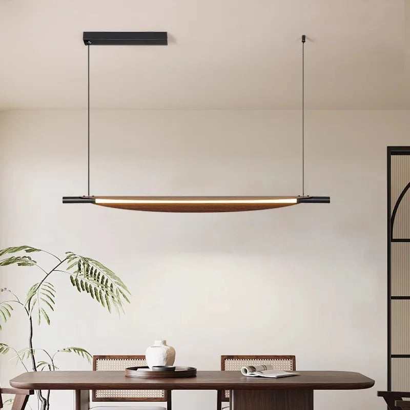Modern Japanese Style LED Chandelier - Walnut Creative Pendant Light