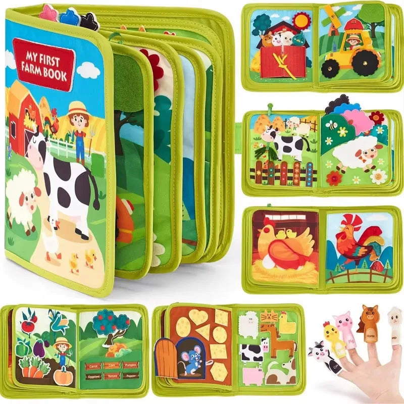 Montessori Farm Animal Cloth Book - Interactive Learning Toy for Toddlers