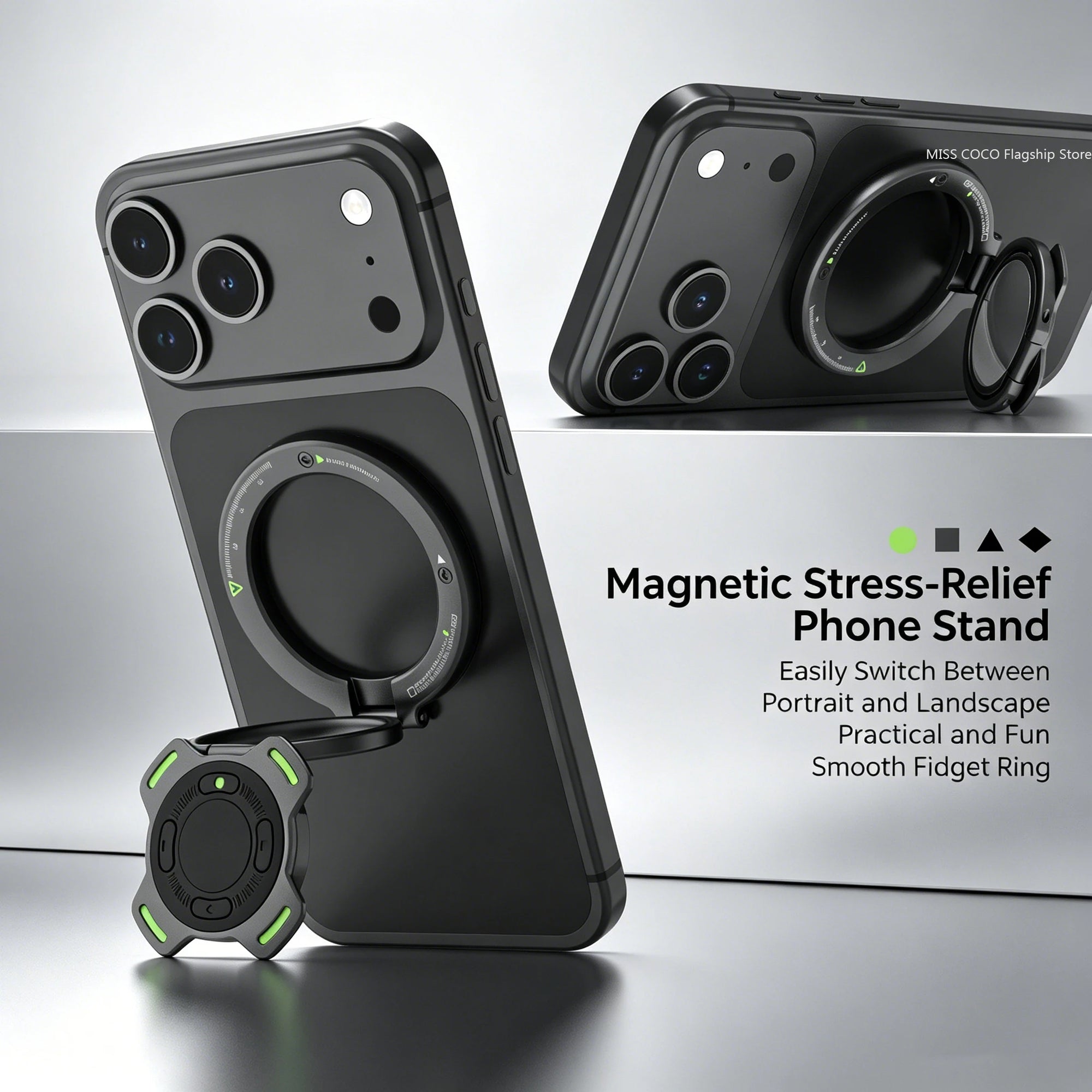 Double-Sided Magnetic Finger Ring Holder for Phone – Portable & Versatile