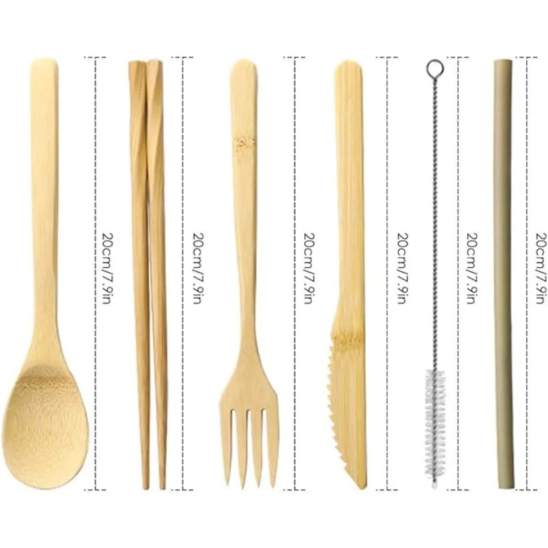 Eco-Friendly Bamboo Utensils Travel Set - Stylish & Portable Cutlery