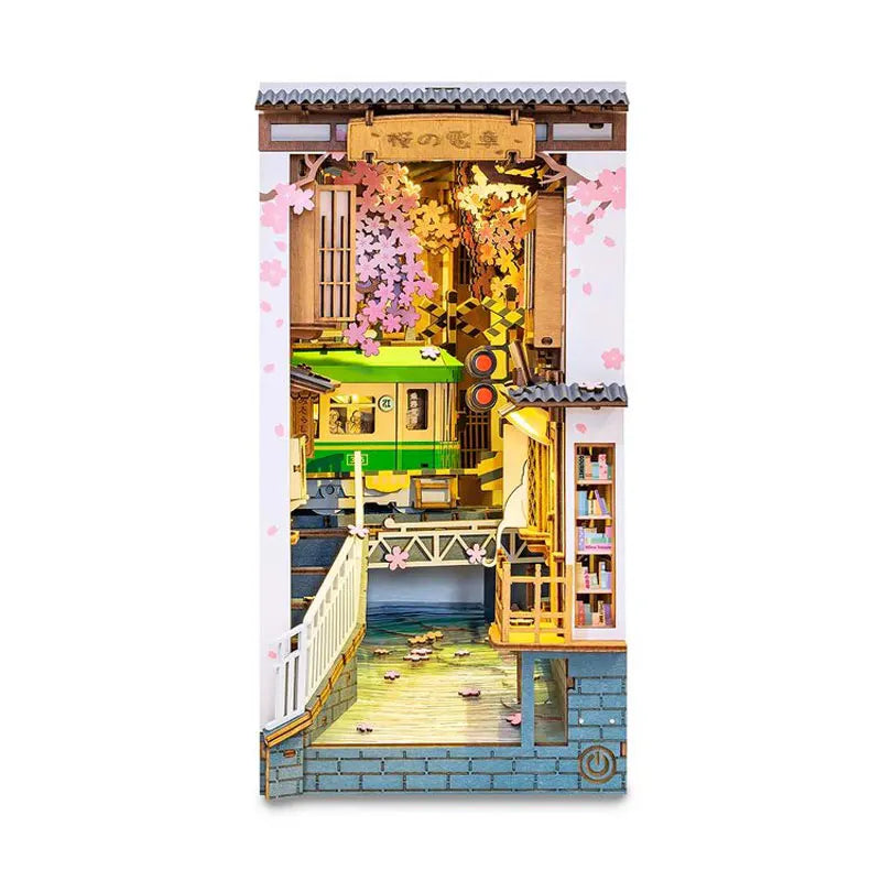 Robotime DIY Book Nook Miniature House Kit - Sakura Densya