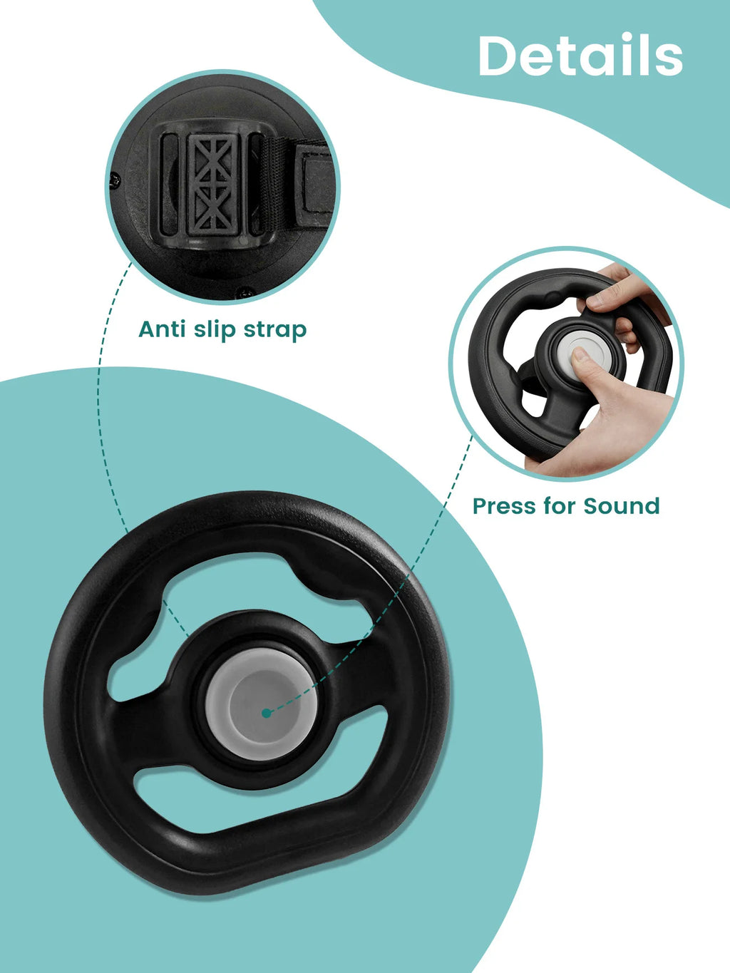 Fun Stroller Steering Wheel with Honking Sound & 360° Rotation