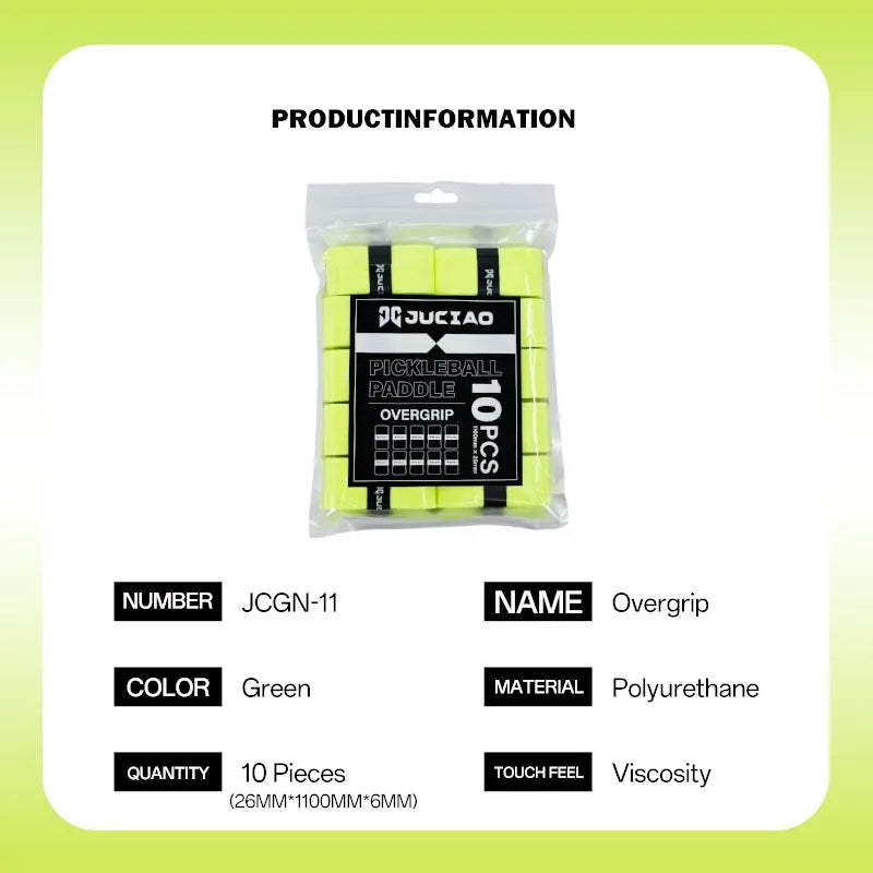 JUCiAO Pickleball Paddle Overgrips – 10 Pack Moisture-Wicking Tape