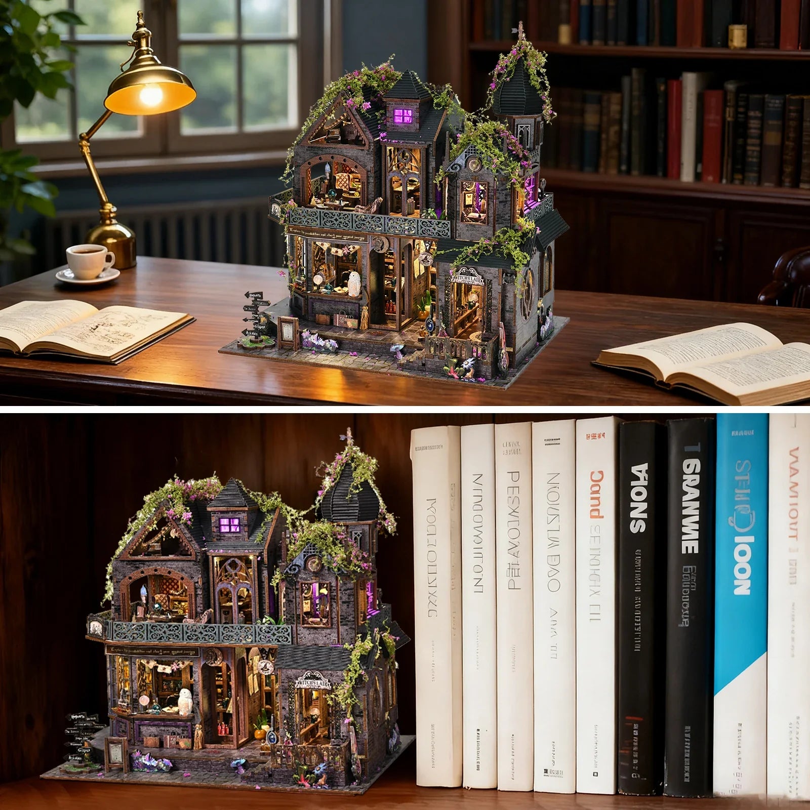 ASLOWSNAIL 3D Magic Castle DIY Book Nook Kit - Wooden Puzzle Decor