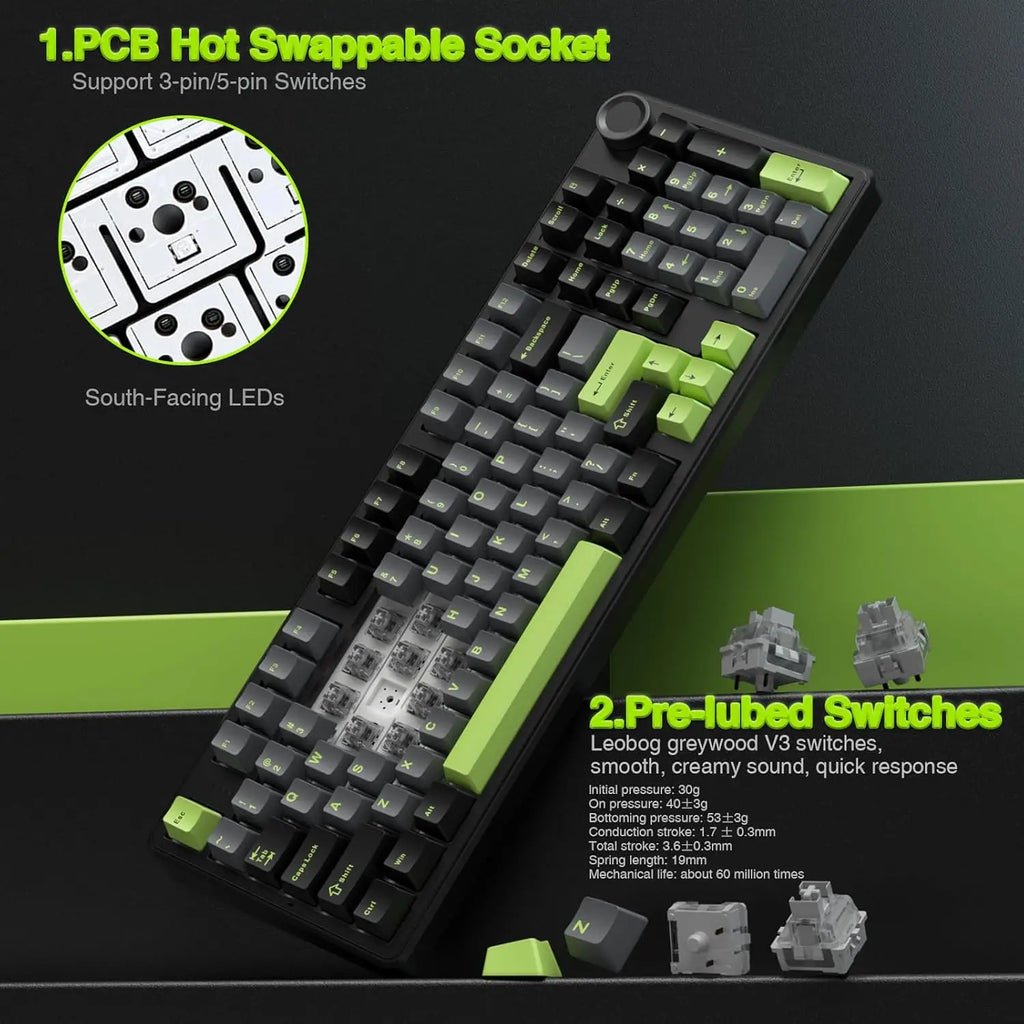 AULA F99 PRO Wireless Mechanical Gaming Keyboard - Tri-Mode, Compact