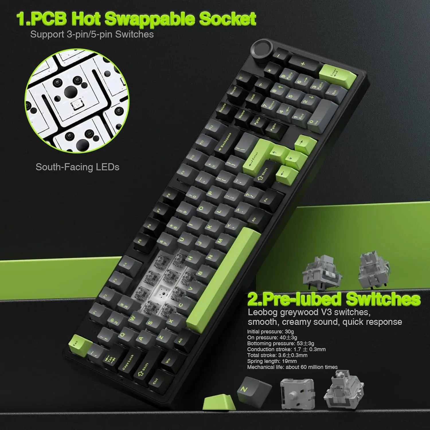 AULA F99 PRO Wireless Mechanical Gaming Keyboard - Tri-Mode, Compact