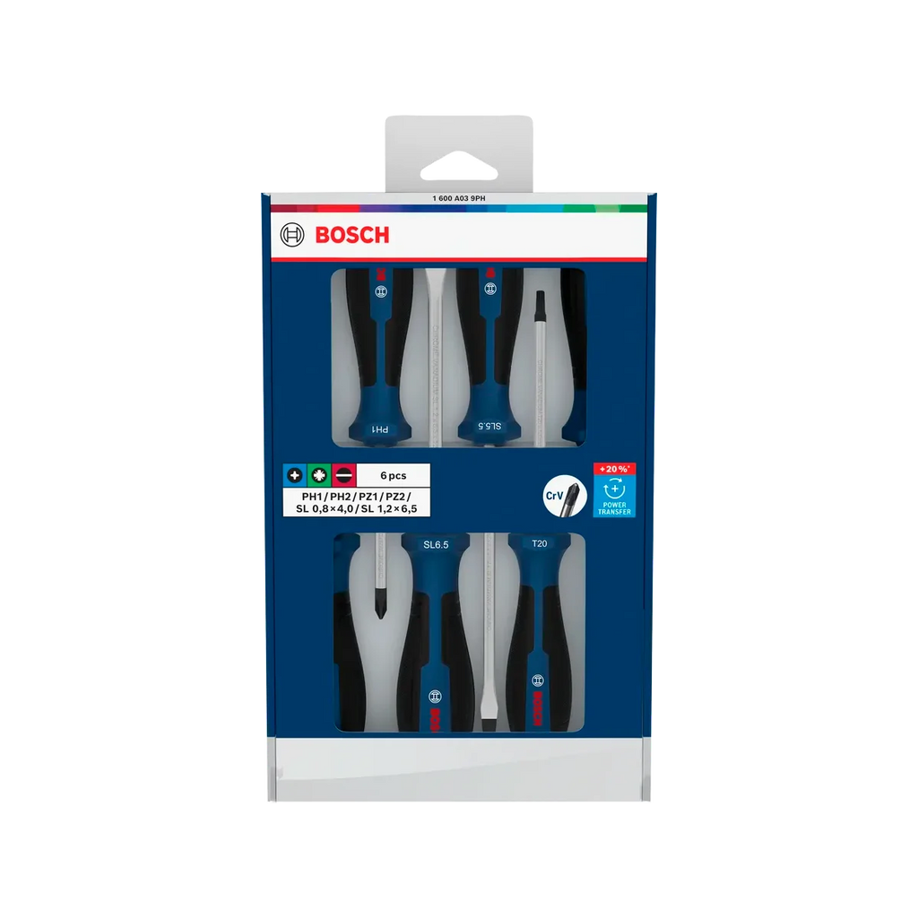 Bosch 6-Piece Screwdriver Set - High Power & Comfort Grip