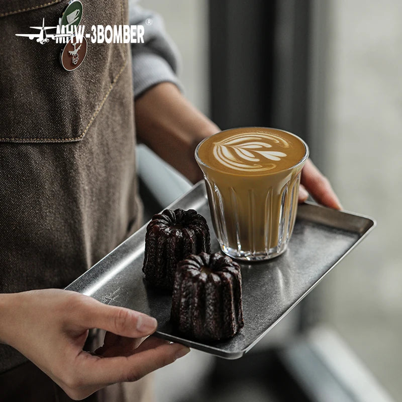 Stylish Stainless Steel Coffee Tray with Mini Fork - Perfect for Home & Travel