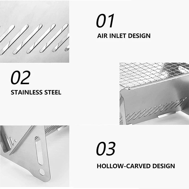 Portable Stainless Steel Folding BBQ Grill for Outdoor Cooking