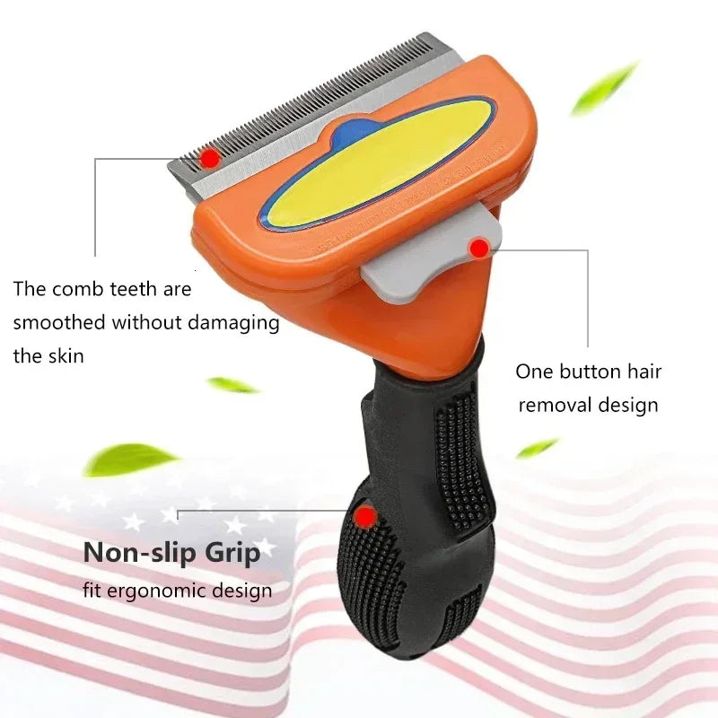 Cat & Dog Hair Removal Comb - Grooming Brush for Shedding Control