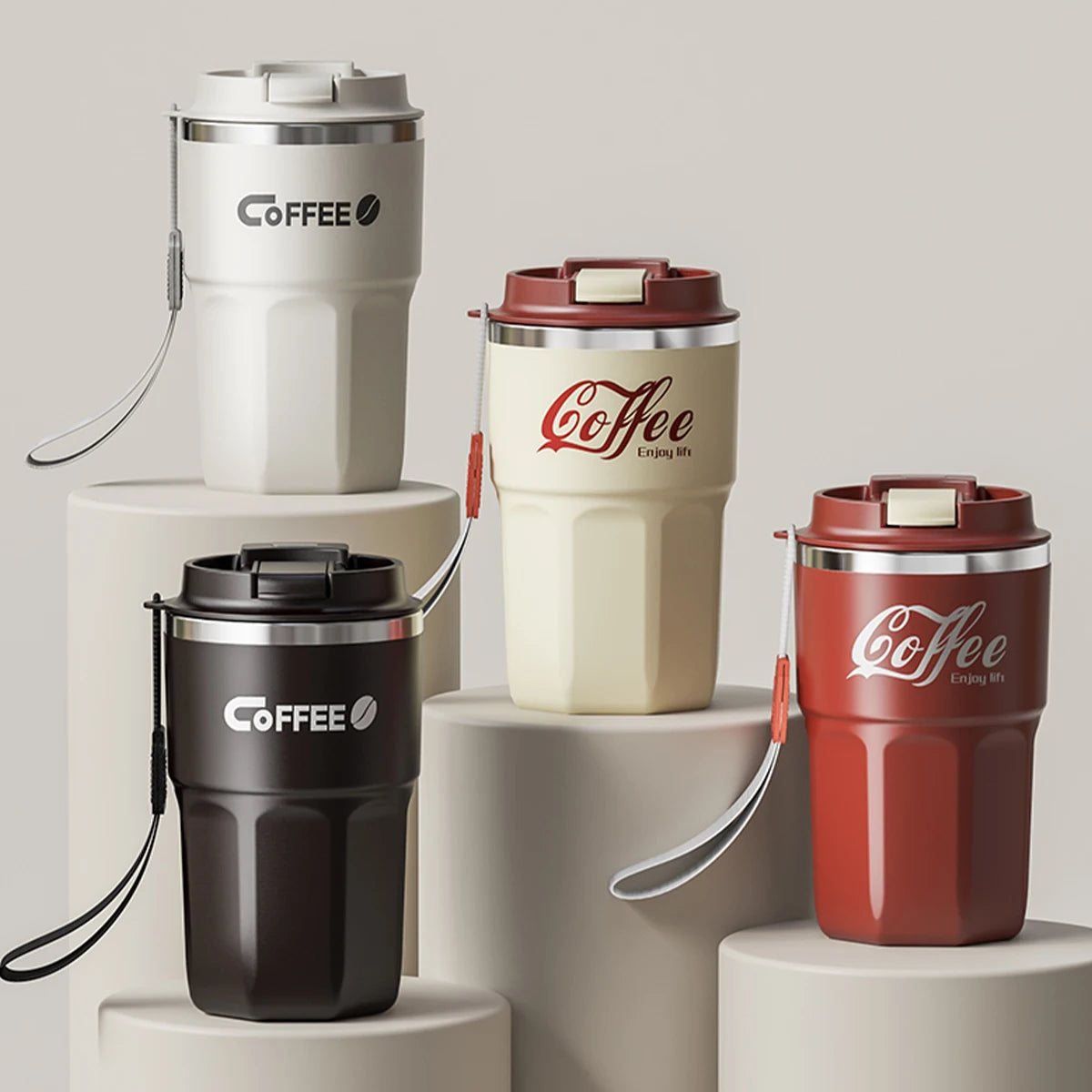 Double Layer Insulated Stainless Steel Coffee Mug - 400/480ML