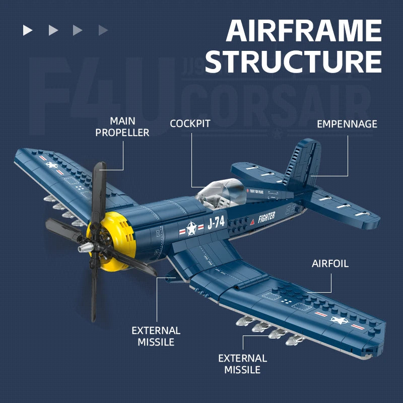 F4U Corsair Fighter Building Blocks Kit - STEM Model Experience