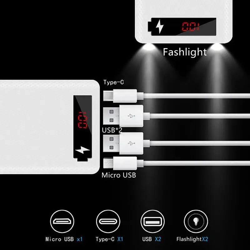 DIY Dual USB Power Bank Case for 8x18650 Batteries - No Batteries Included