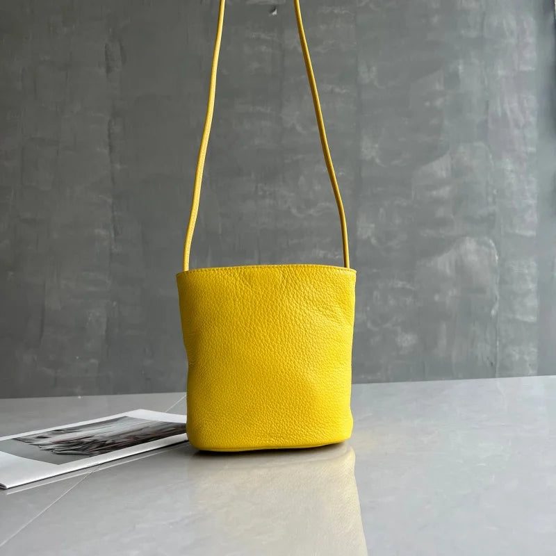 Versatile Women's Bucket Bag | Premium Cowhide Leather Crossbody