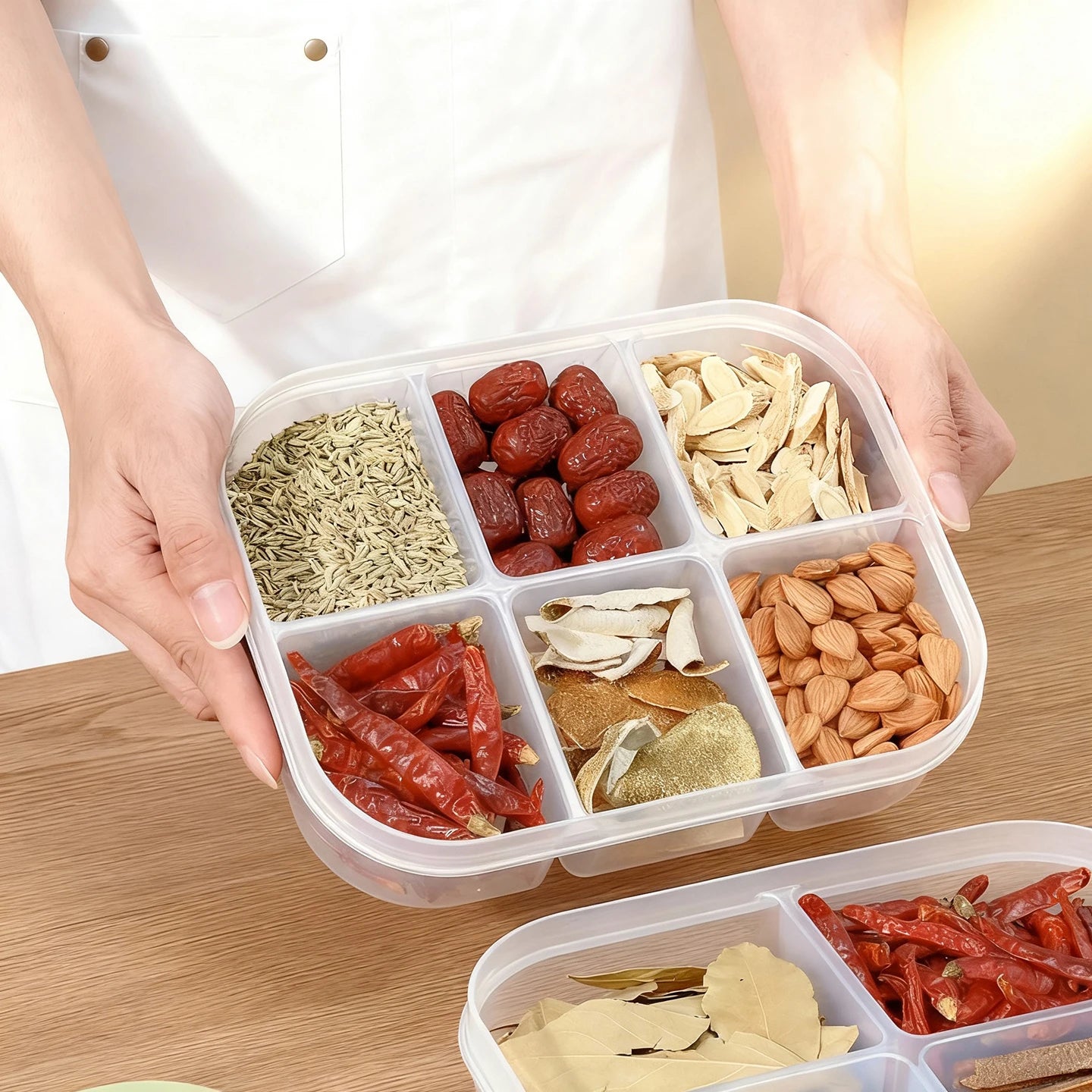 Divided Spice Storage Box - Moisture & Insect Proof Organizer