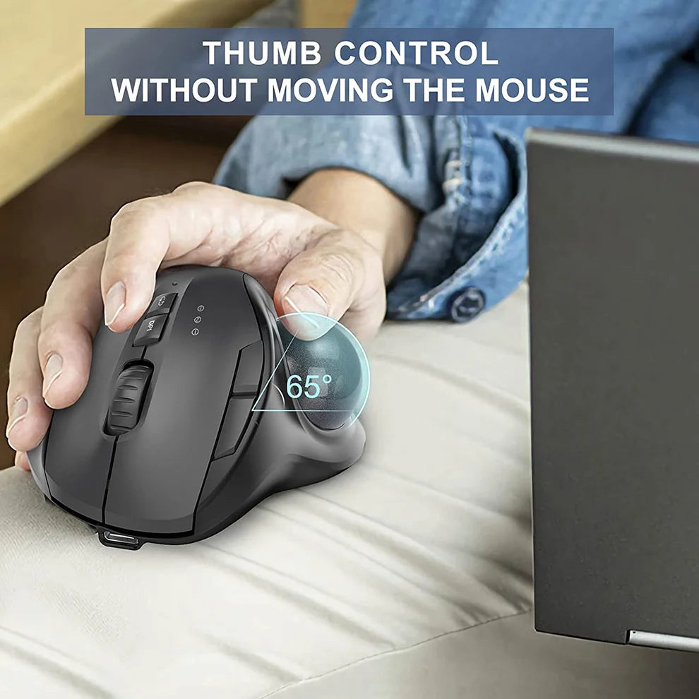 Jomaa Ergonomic Wireless Trackball Mouse - Bluetooth & 2.4G