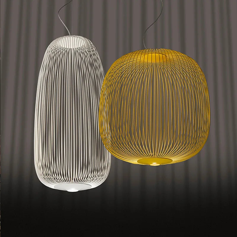 Nordic Mesh Spokes LED Pendant Light - Modern Bird Cage Design
