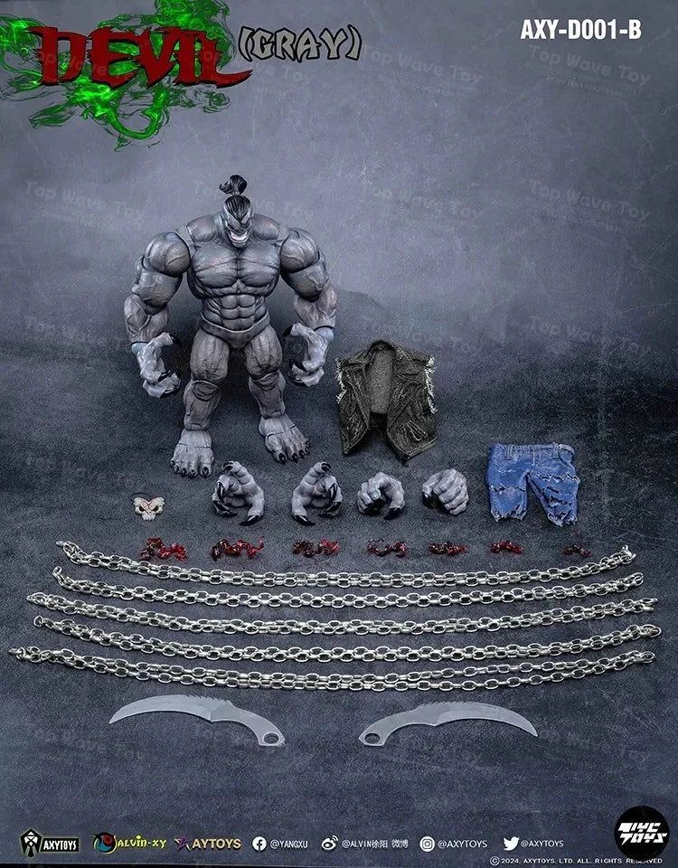 AXYTOYS 1/12 Scale Unpainted Demon Figure – Stunning Crimson Model