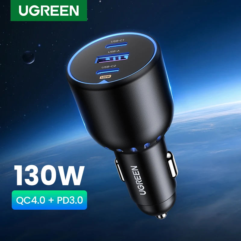 UGREEN 130W USB C Fast Car Charger - Rapid Multi-Device Charging