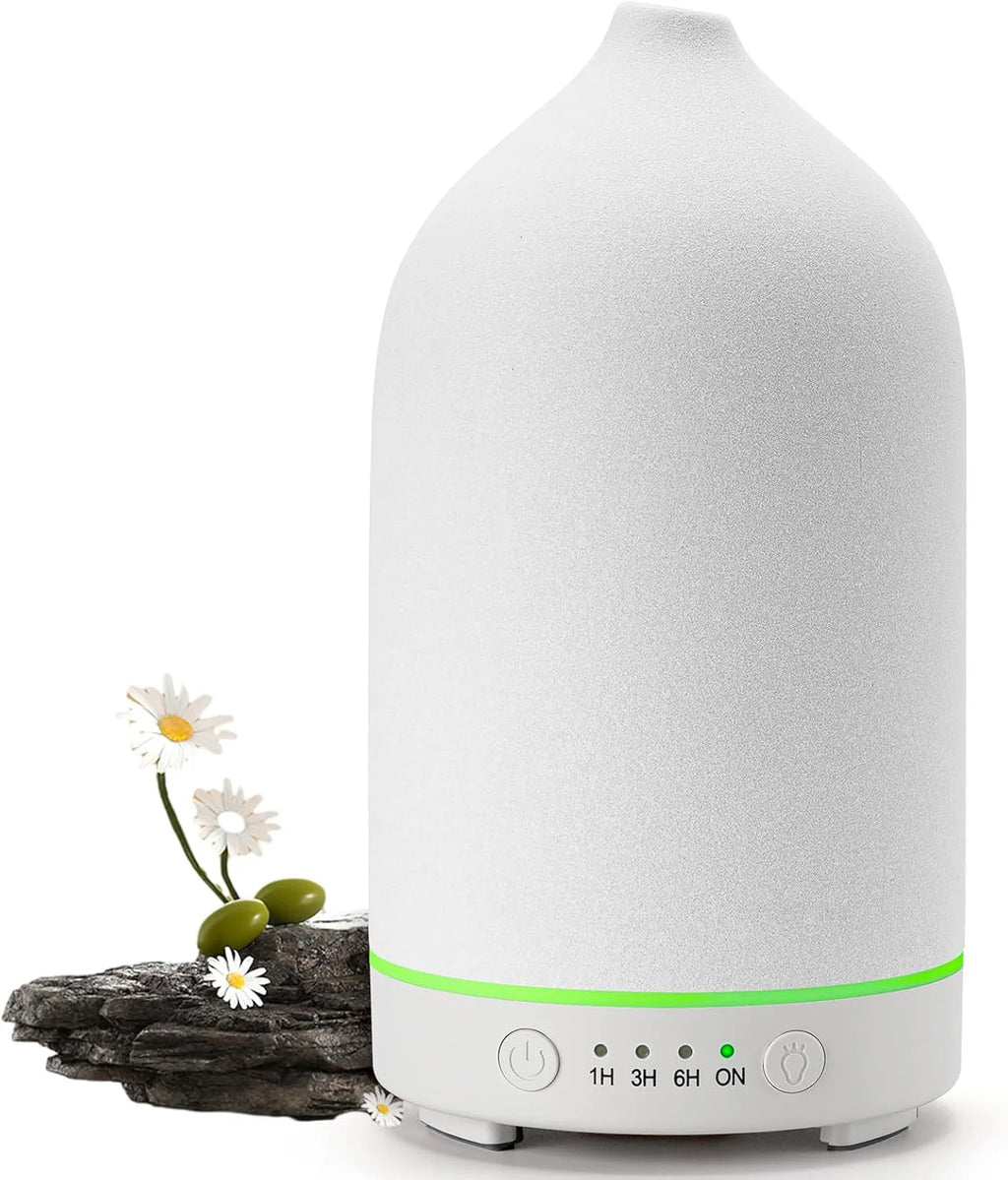 Elegant Ceramic Oil Diffuser with LED Light & Timer