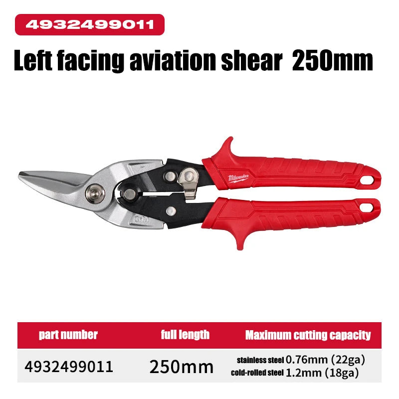 Milwaukee Heavy-Duty Aviation Snips - Left & Straight Cutting Tools