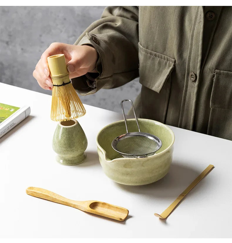 Authentic 4/5/6PCS Matcha Bamboo Whisk & Bowl Set - Perfect Tea Making Tools