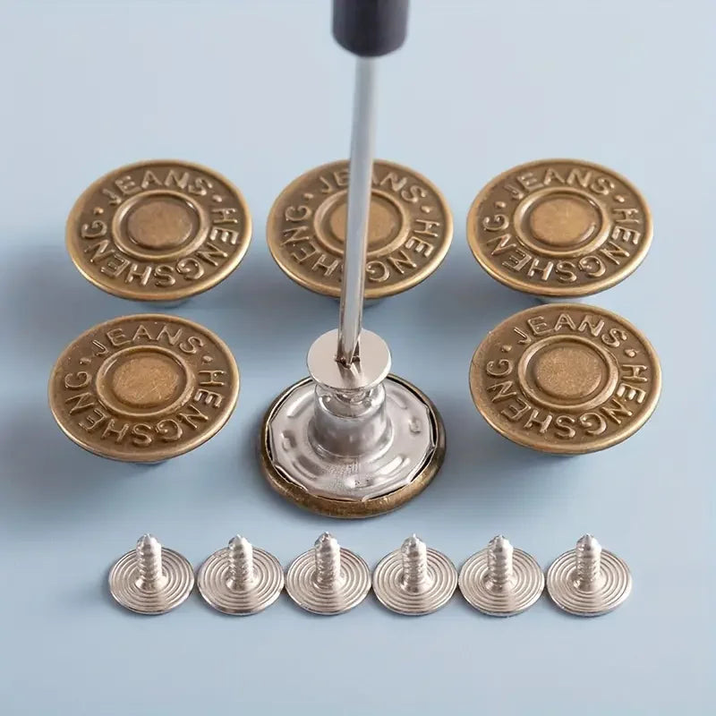 10PCS Durable Adjustable No-Sew Bronze Jeans Buttons - Snap Fasteners