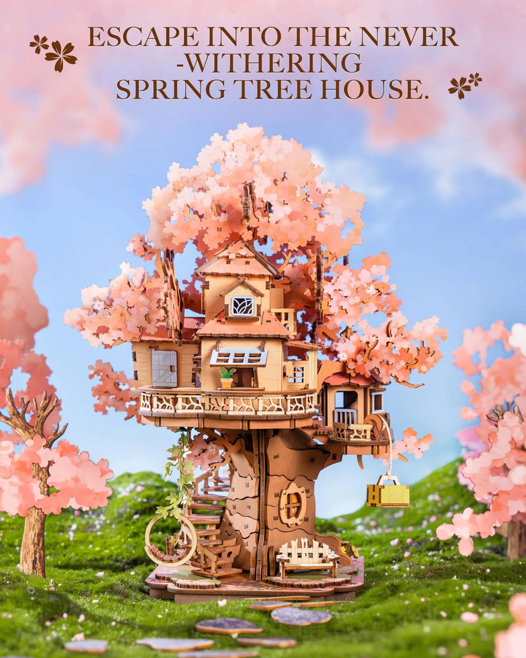 Robotime Sakura Tree House 3D Wooden Puzzle - DIY Decorative Model