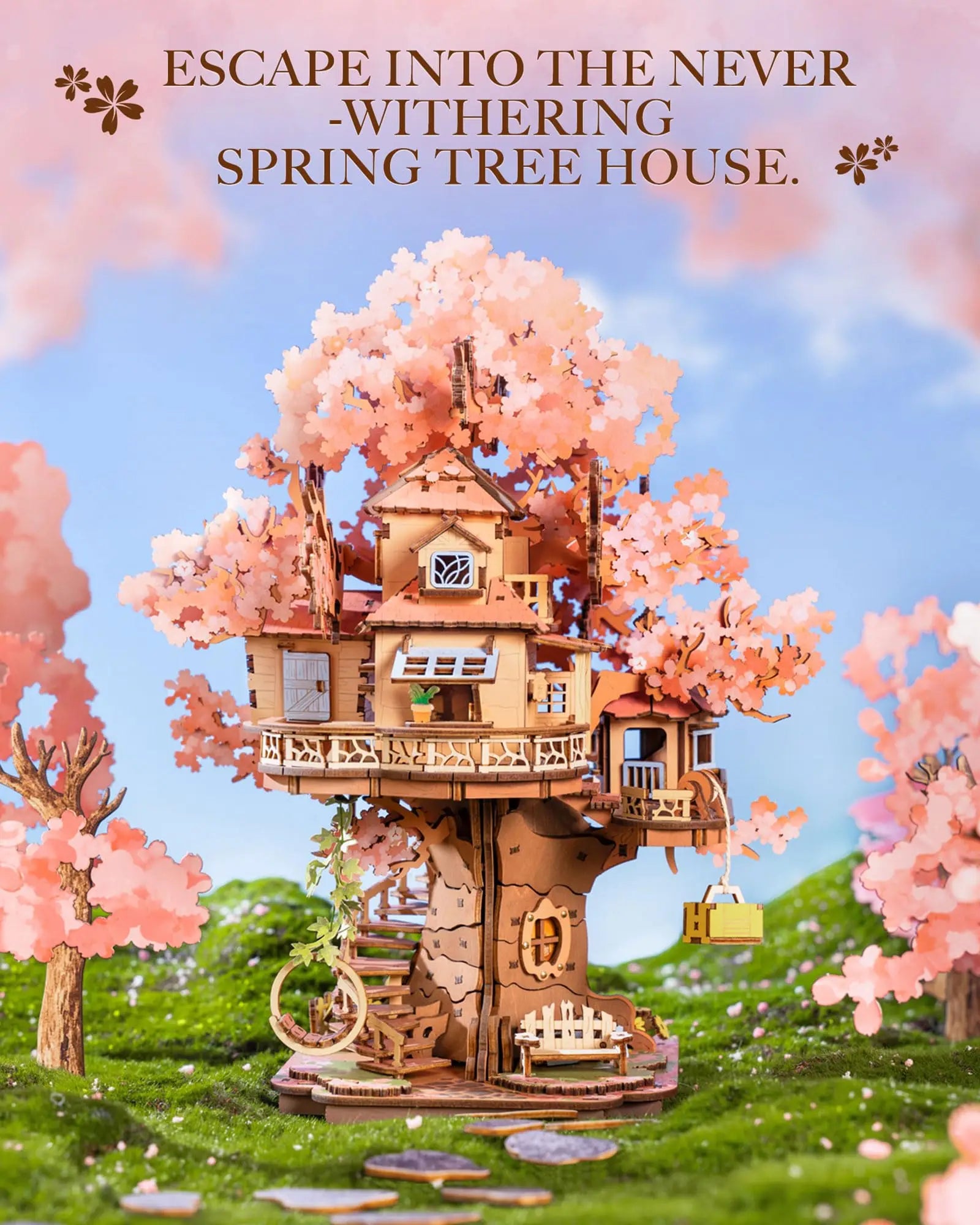 Robotime Sakura Tree House 3D Wooden Puzzle - DIY Decorative Model