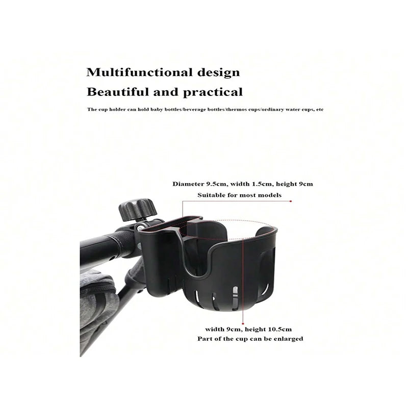 Adjustable Stroller Cup Holder with Clip & Phone Holder - 360° Rotating