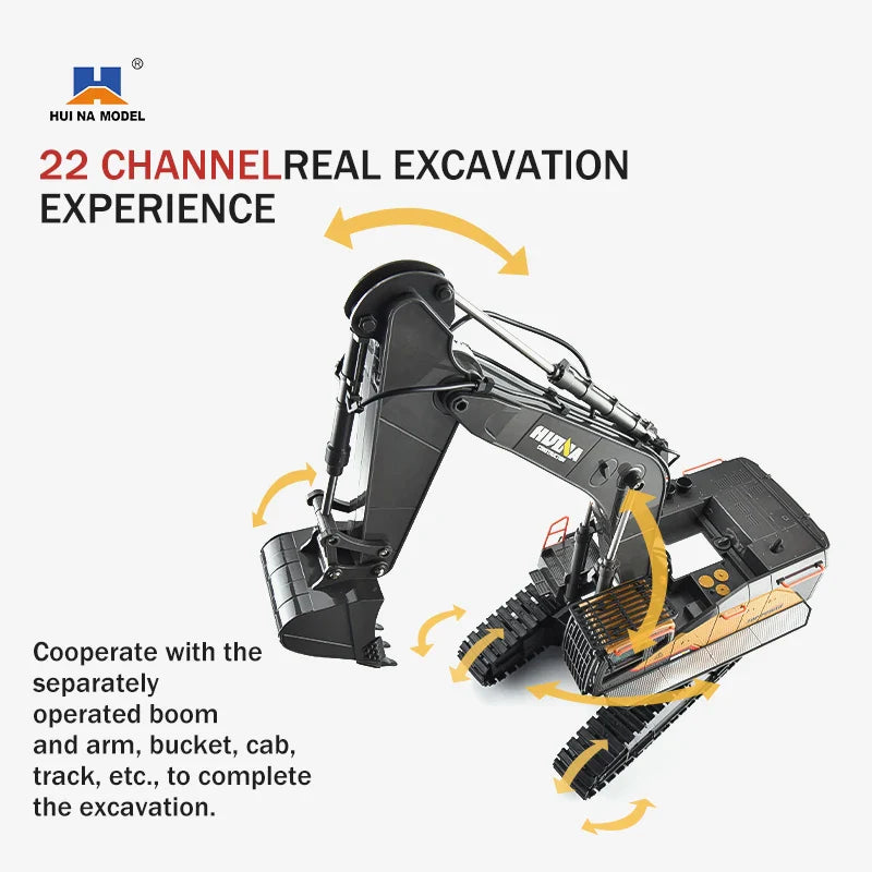 HUINA 1592 RC 1:14 Scale Excavator Toy - Perfect Kids' Construction Gift