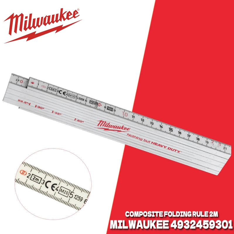 Milwaukee 2m Composite Folding Ruler - Durable & Waterproof Tool