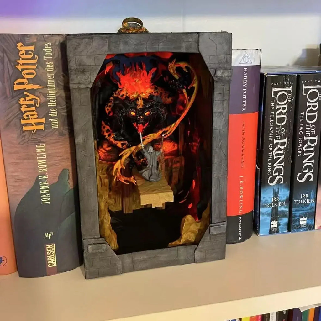 Enchanting Balrogs Book Nook Model - Creative Building Blocks