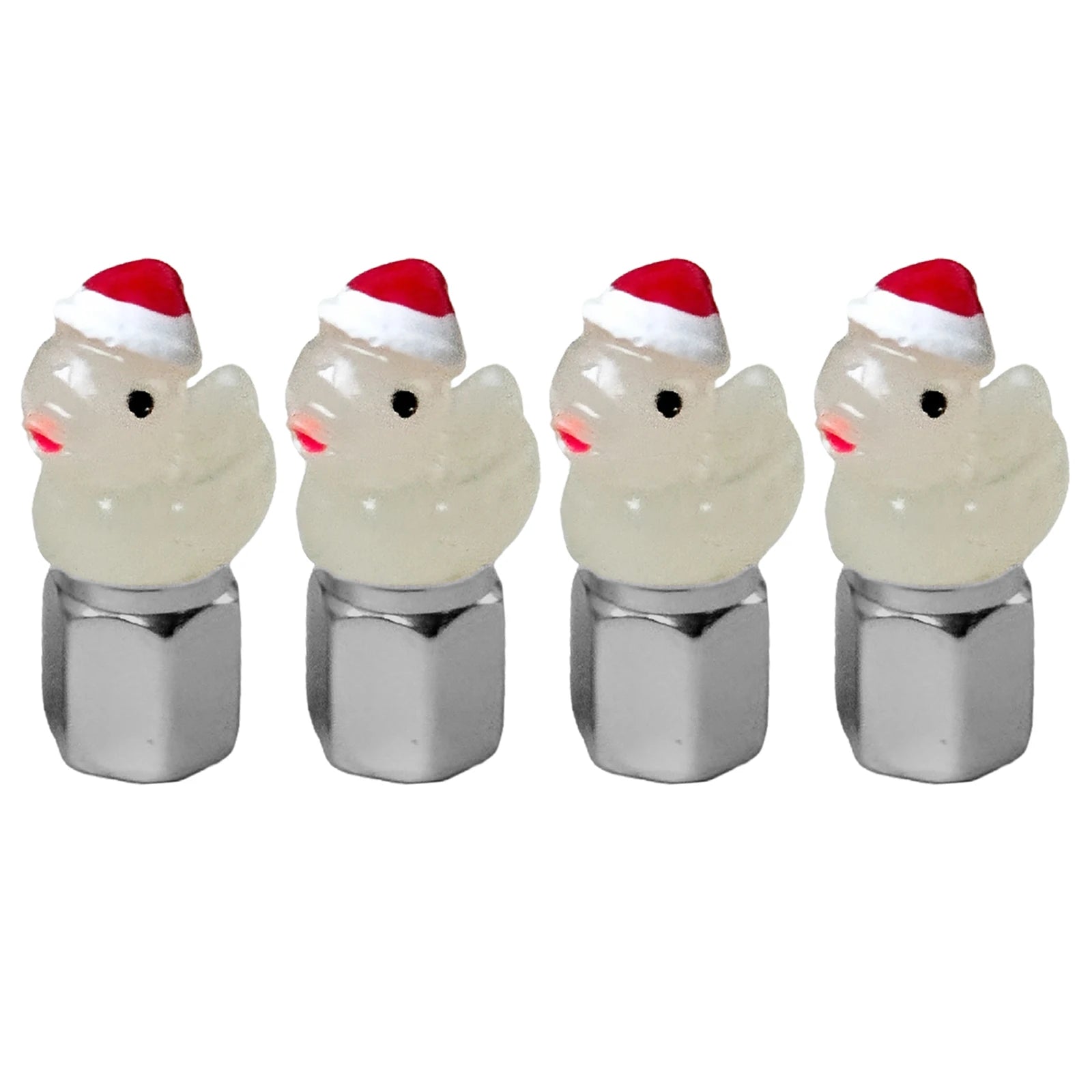 4 Pack Glow in The Dark Duck Tire Valve Caps for Cars & Bikes