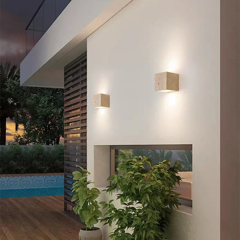 Elegant Wabi Sabi Yellow Marble LED Wall Lamp for Modern Interiors