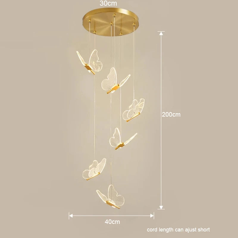 Luxury Modern Acrylic Butterfly Spiral Chandelier - Elegant Home Lighting