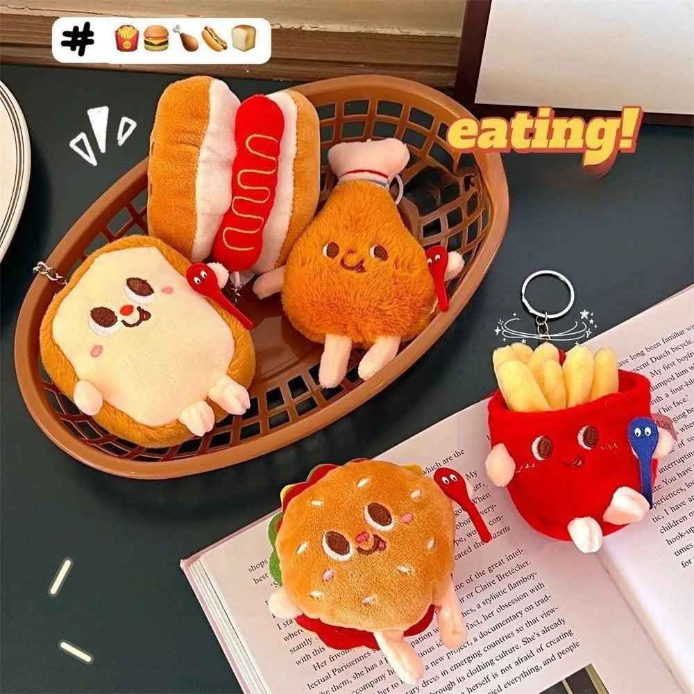 Cute Plush French Fries Bag Charm Keychain for Girls & Couples