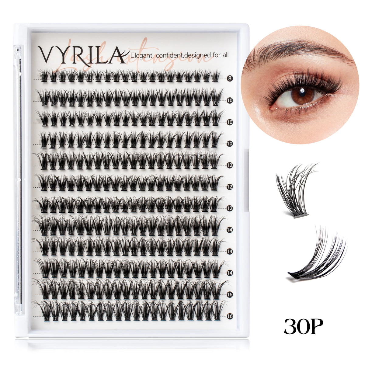 VYRILA C Curl 3D Wispy DIY Eyelash Extensions - Reusable & Natural Look