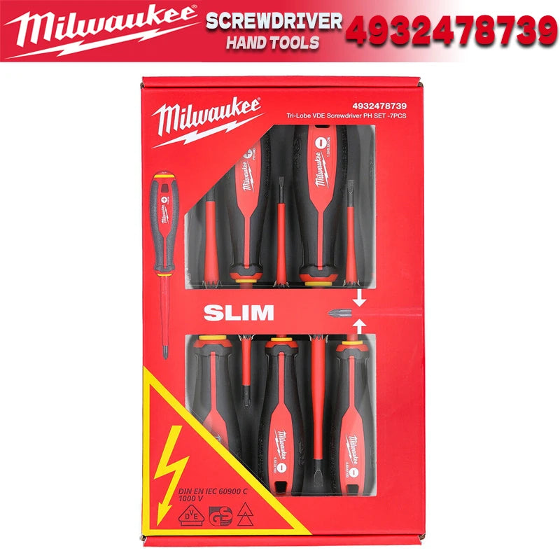 Milwaukee 7-Piece VDE Insulated Screwdriver Set - Durable & Comfortable