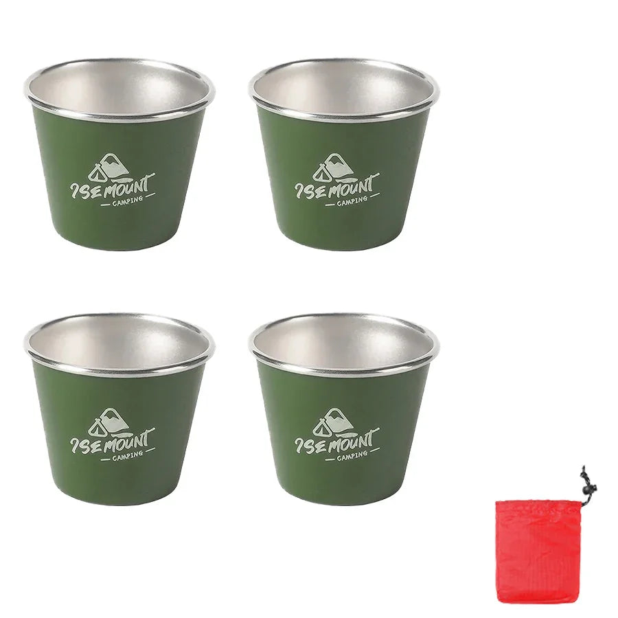 4-Pack Stackable Stainless Steel Cups for Camping & Outdoor Use