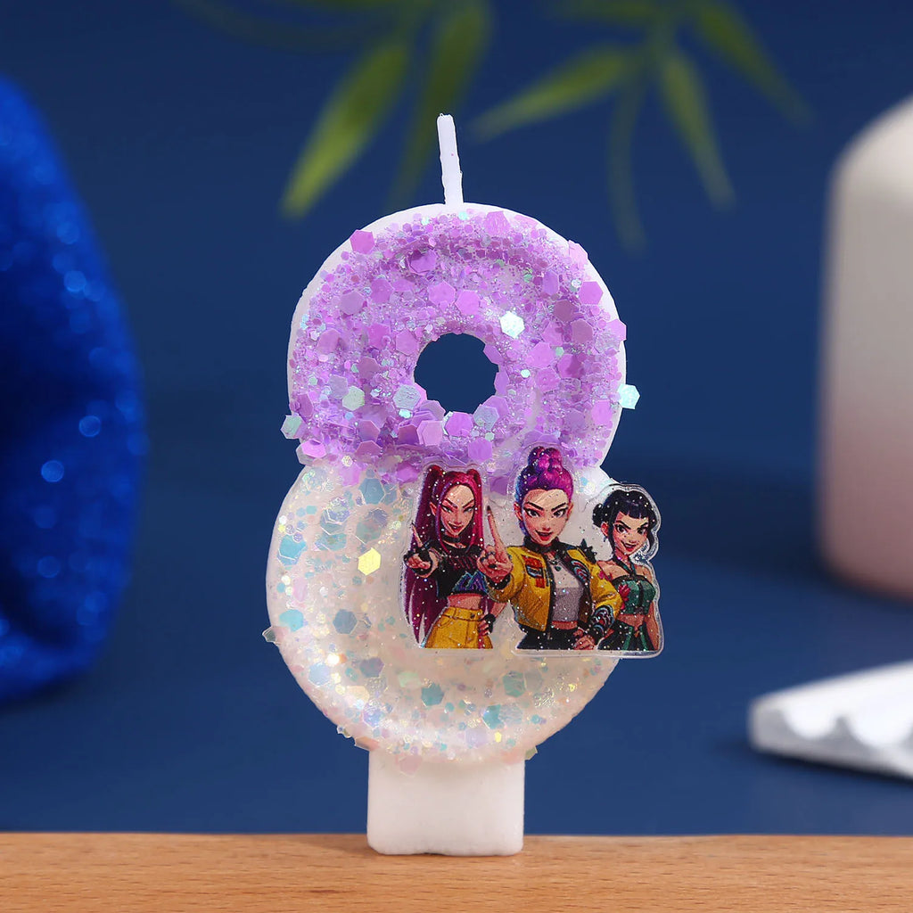 Purple Glitter Birthday Number Candle - Creative Cake Decoration