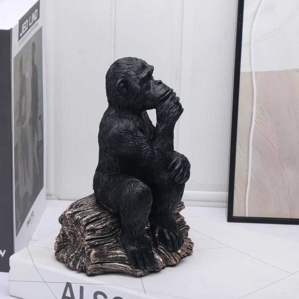 Elegant Resin Thinker Chimpanzees Figurine for Home & Office Decor