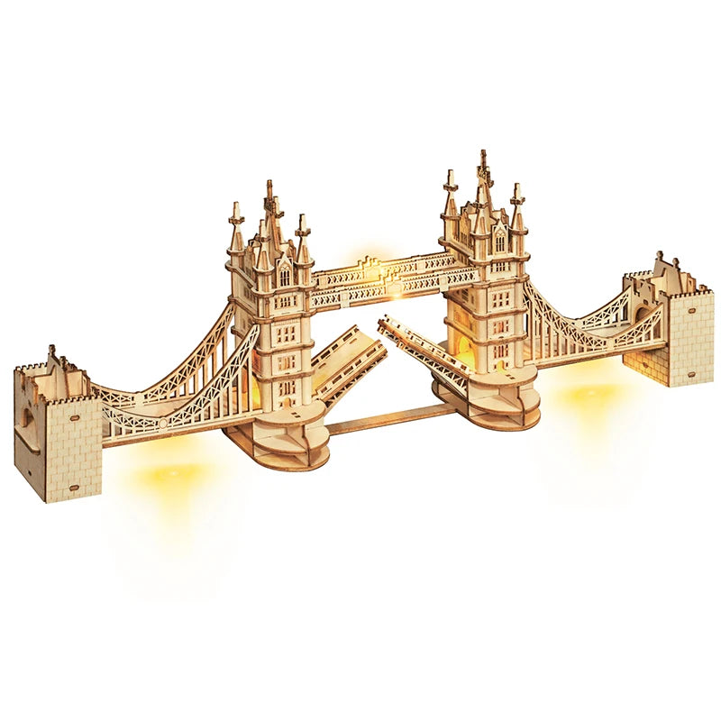 Robotime 3D Wooden Puzzle Kit: Build Big Ben & Tower Bridge