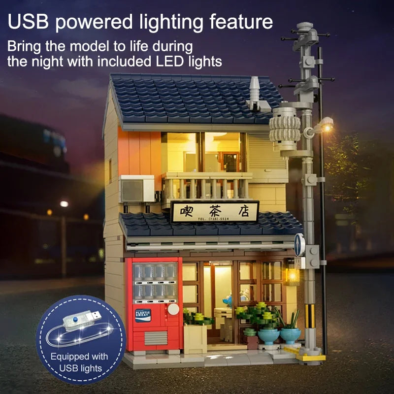 LED Japanese Tea Shop Building Blocks - Creative Architecture Toy Set