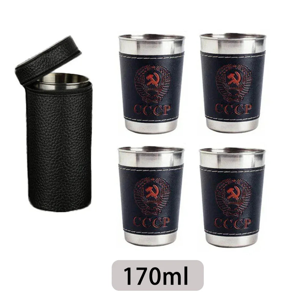 4-Piece Stainless Steel Outdoor Travel Cup Set - Portable & Durable